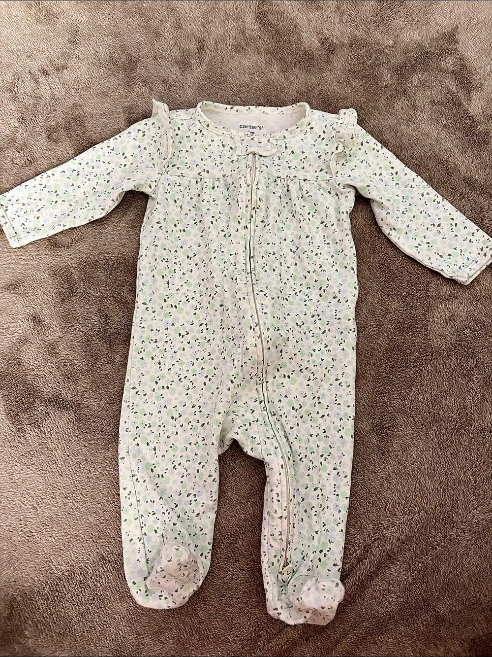 Carter's Floral 2-Way Zip Footie 6M